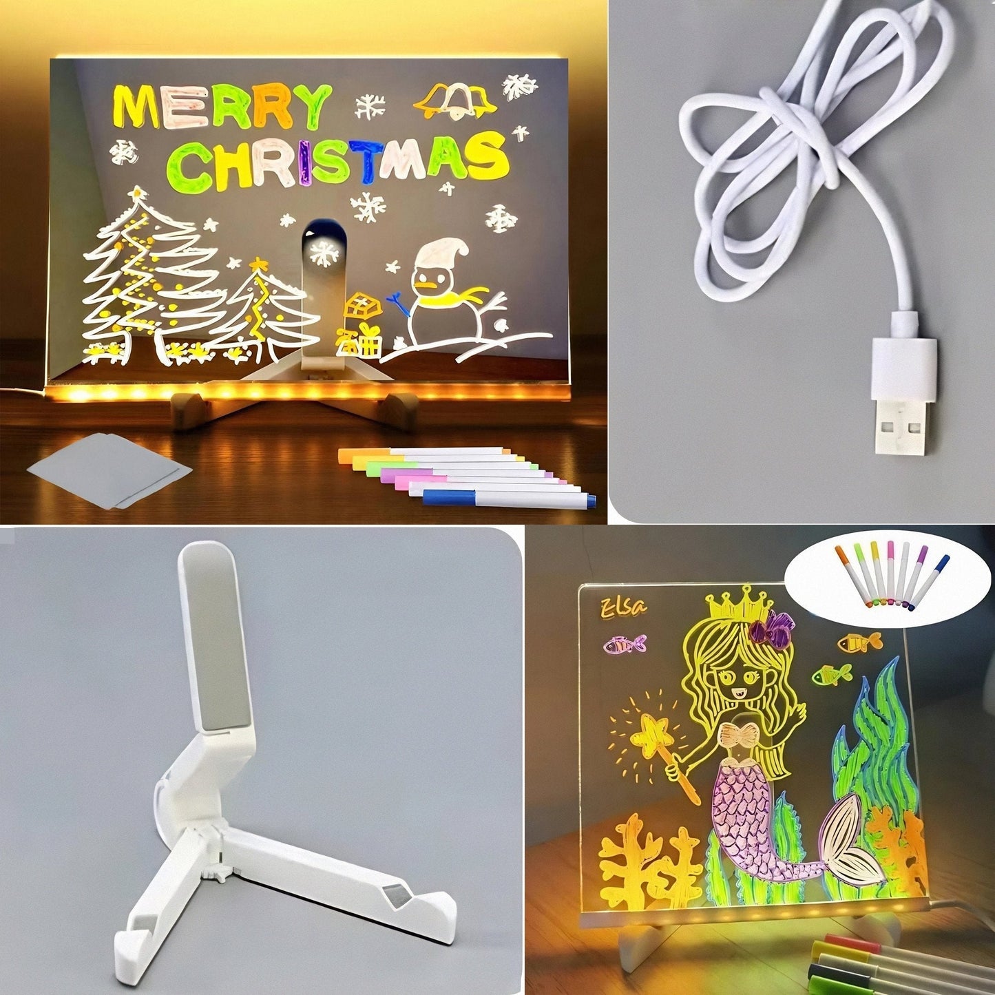 🎅Surprise price:🎄LED Erasable DIY Acrylic Transparent Message Board🎁
