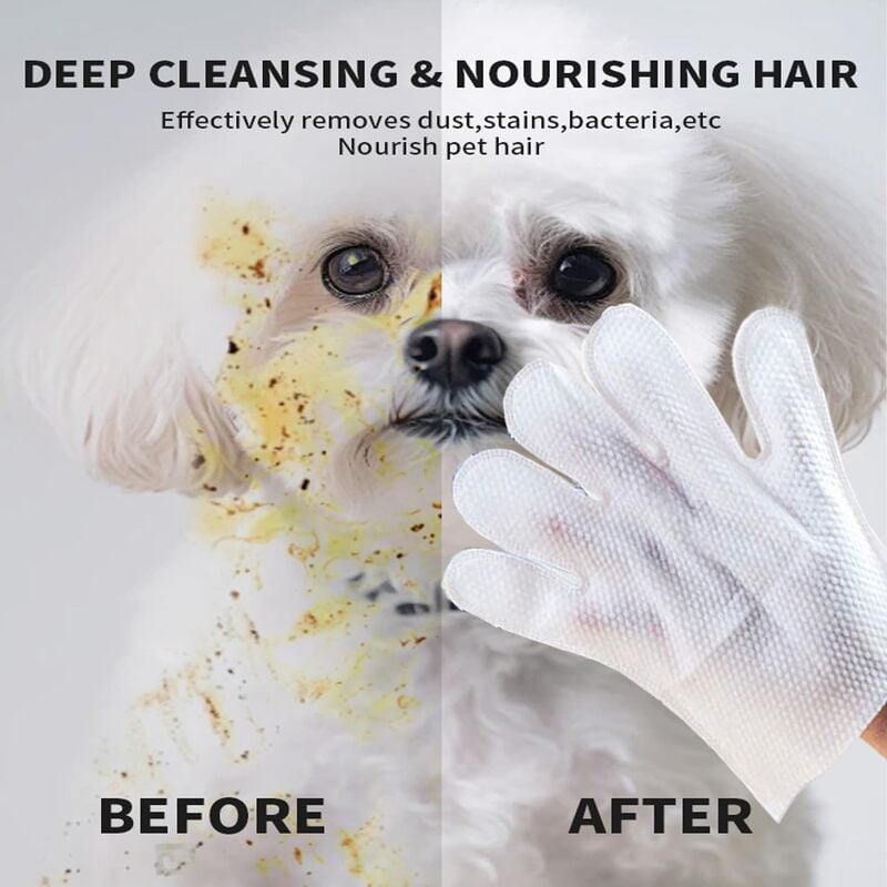 🔥Pet Bathing Wipes for Dogs & Cats, Cleaning & Deodorizing Grooming Gloves
