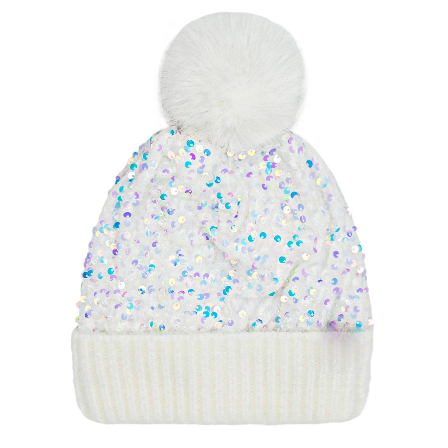 🔥Last Day 50% OFF - Sequin Fur Pom Beanie