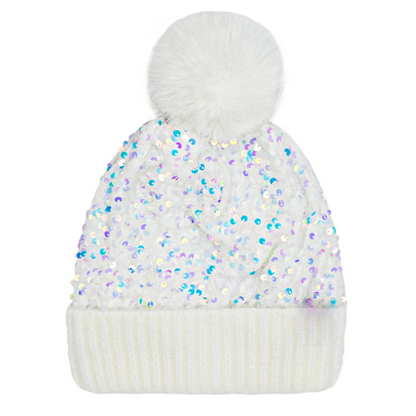 🔥Last Day 50% OFF - Sequin Fur Pom Beanie