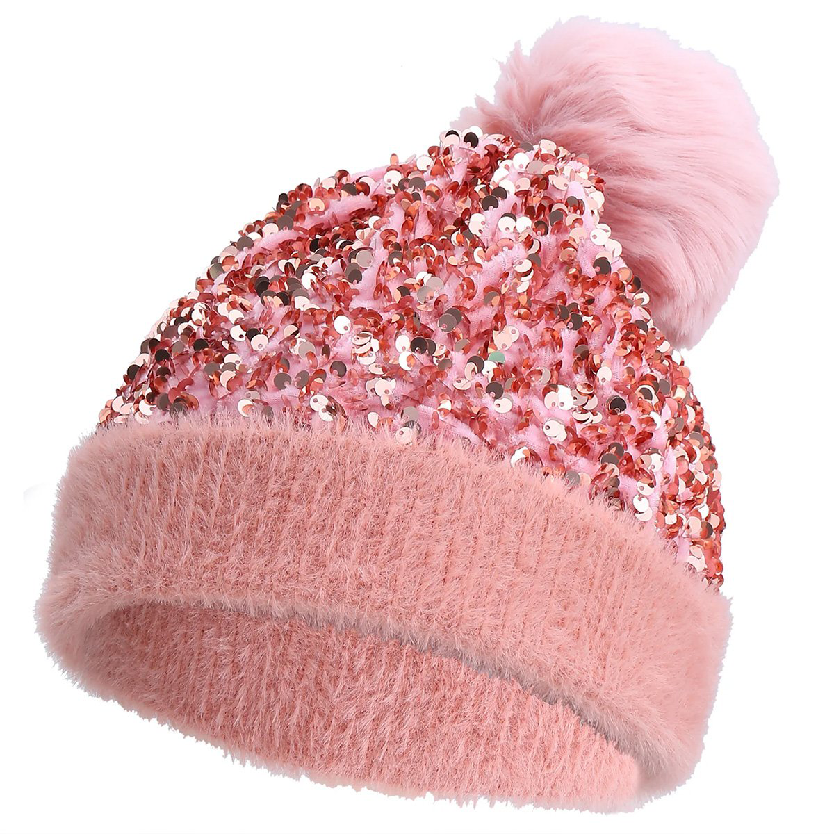 🔥Last Day 50% OFF - Sequin Fur Pom Beanie