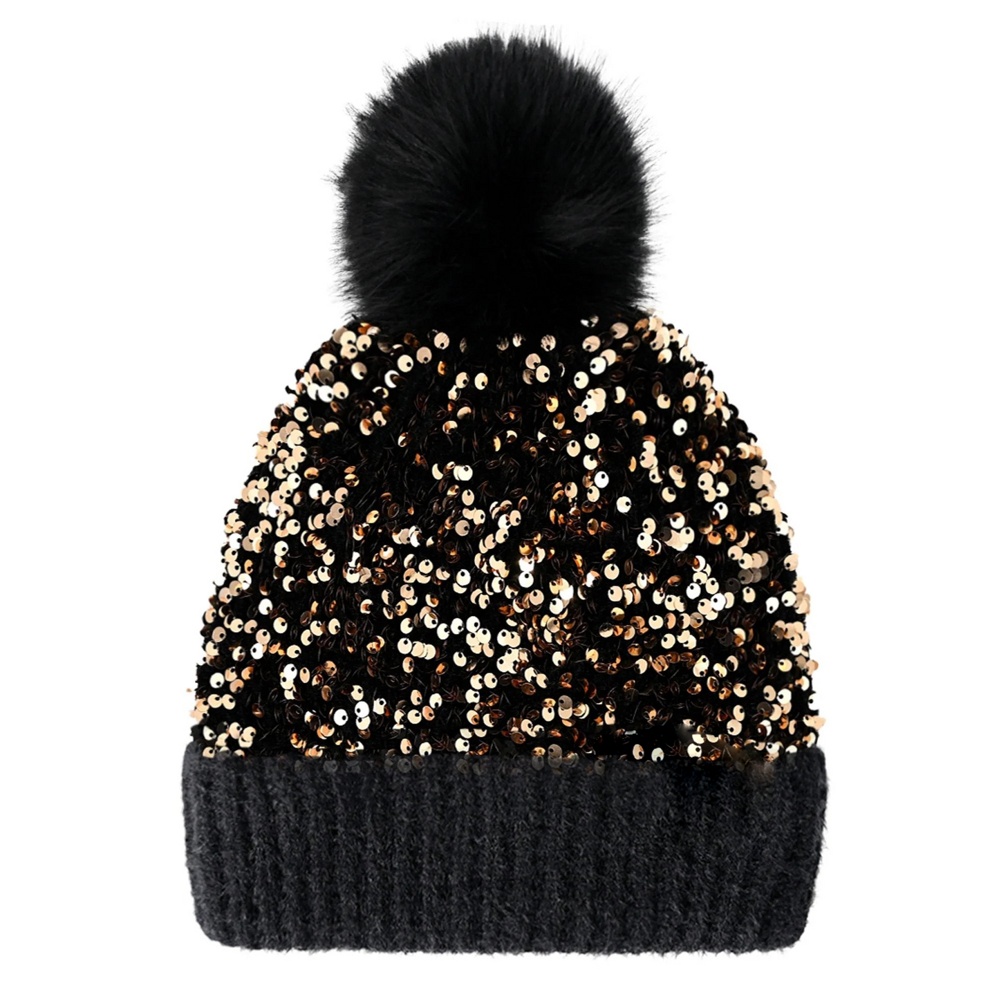 🔥Last Day 50% OFF - Sequin Fur Pom Beanie