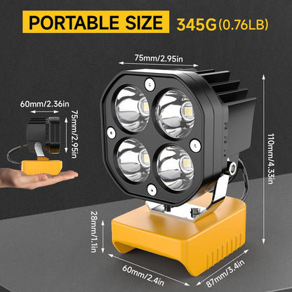 LED Work Light Compatible with Milwaukee 18V Battery/Dewalt 18V&20V Battery