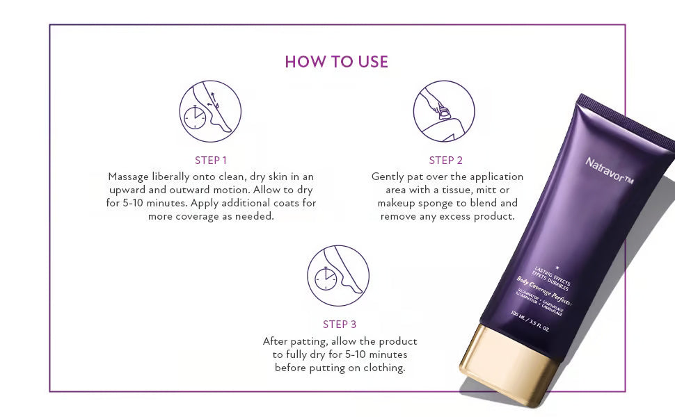 Natravor™ Body Coverage Perfector, All Over Complexion Perfecto, Waterproof and Sweatproof Leg Concealer, Cream Texture Conceals Blemishes, Evens Out Skin Tone,natural radiance