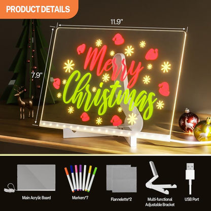 🎅Surprise price:🎄LED Erasable DIY Acrylic Transparent Message Board🎁