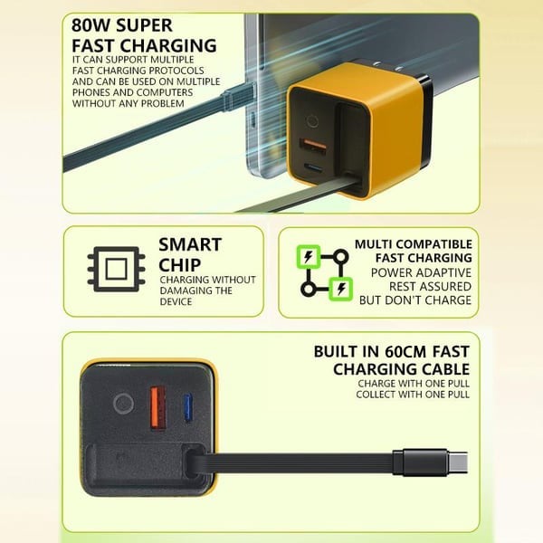 🎁Last Day Promotion 49% OFF✨- 3 in 1 Charger Retractable 80W MAX Fast