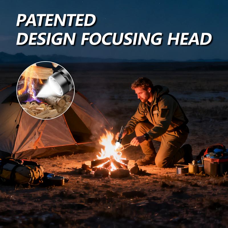 1376 LED Flashlight – High Lumen Rechargeable Torch with Fire-Gathering Lens