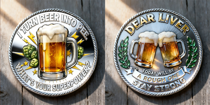 🏆Flash Sale 60% OFF - 🍺 “Dear Liver” Double-Sided Beer Coin 🍻