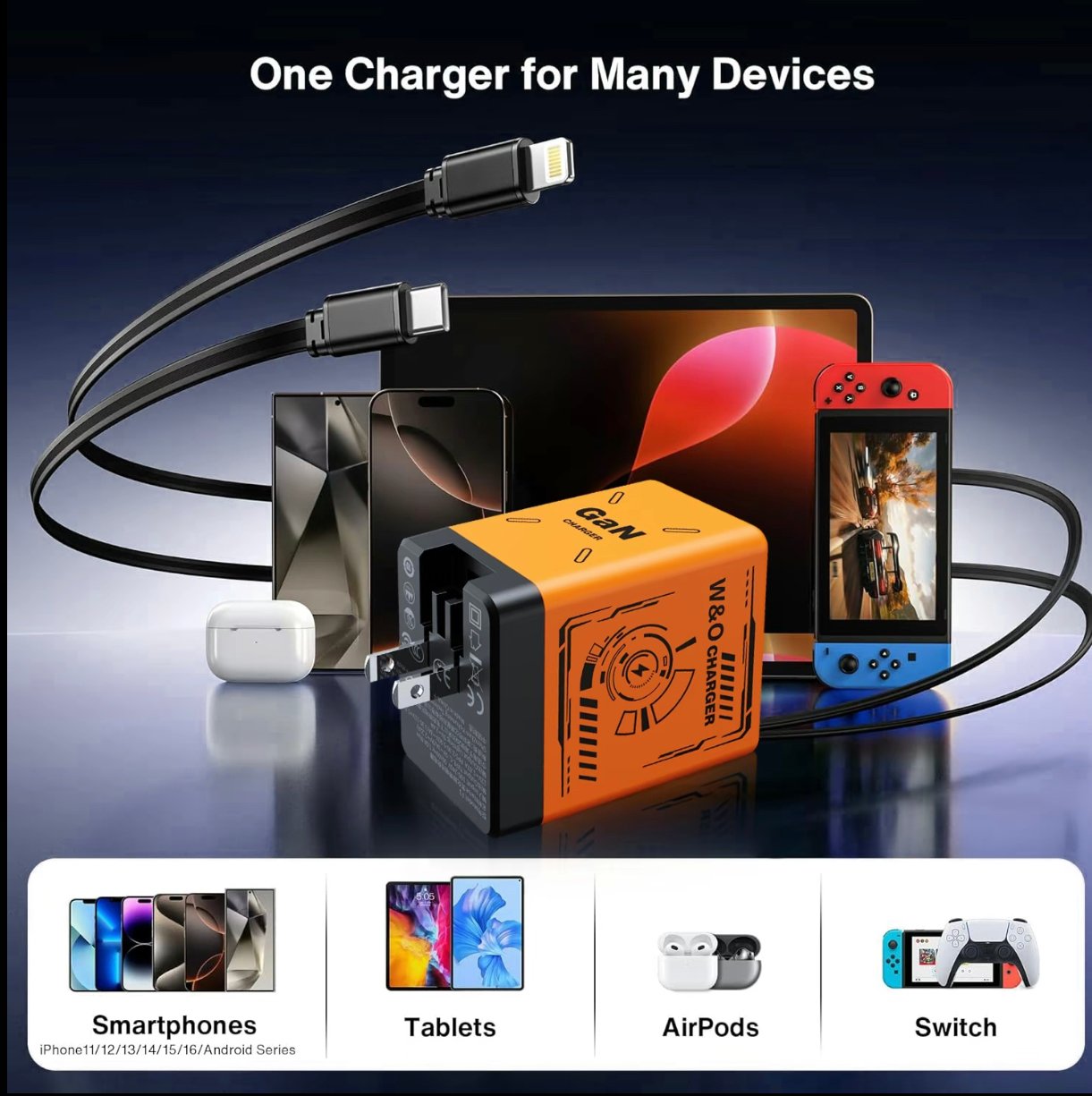 Natravor™🔥W&O 2-in-1 GaN 80W Fast Charger